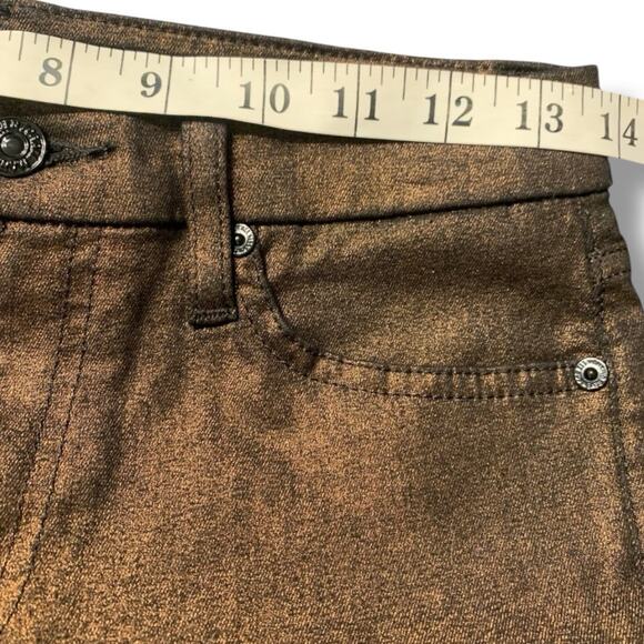 7 For All Mankind Jeans Women's Sz 26 Metallic Y2K Coquette Super Skinny Fit - Picture 7 of 9